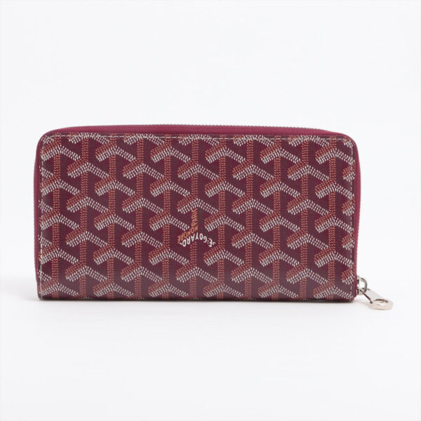 ITEM 1 - Goyard Matignon GM Canvas & Leather Round Zip Wallet Bordeaux