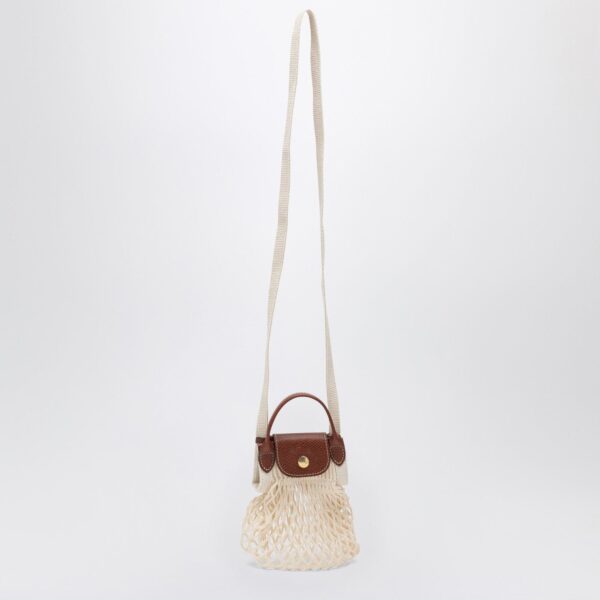 Longchamp Le Pliage Filet Shoulder Bag XS – White Cotton Mesh