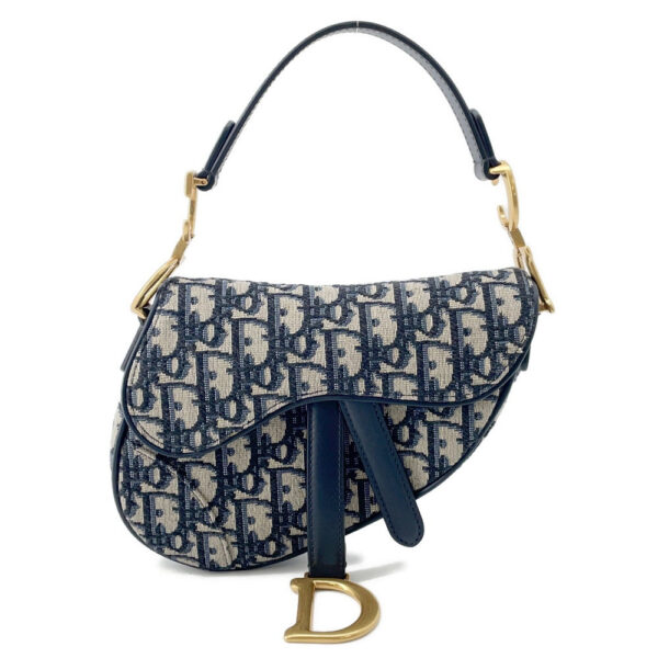 Dior Saddle Oblique One Shoulder Bag - Navy Canvas Leather